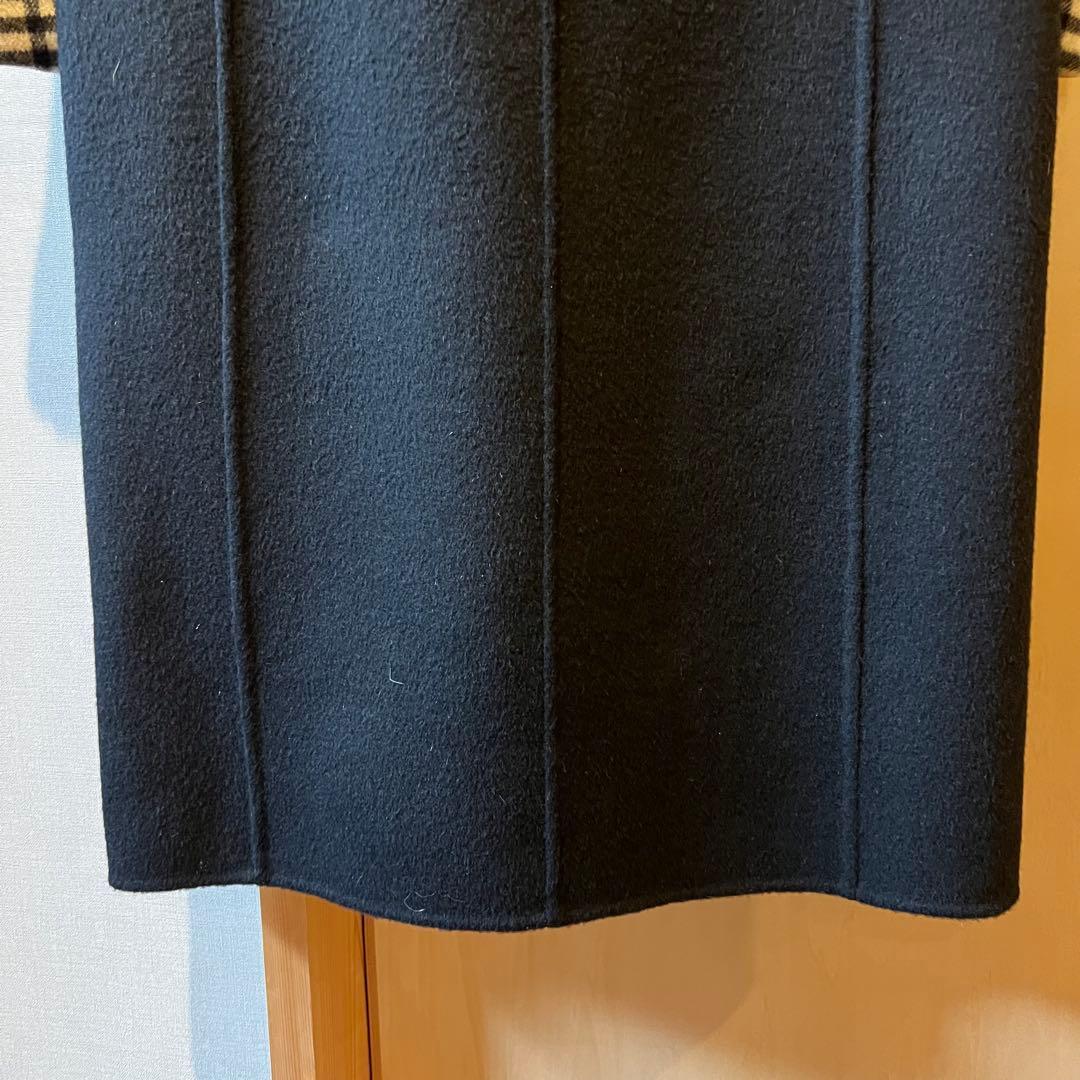 バーバリーロンドン ロングコート ノバチェック カシミヤ 黒　40サイズ