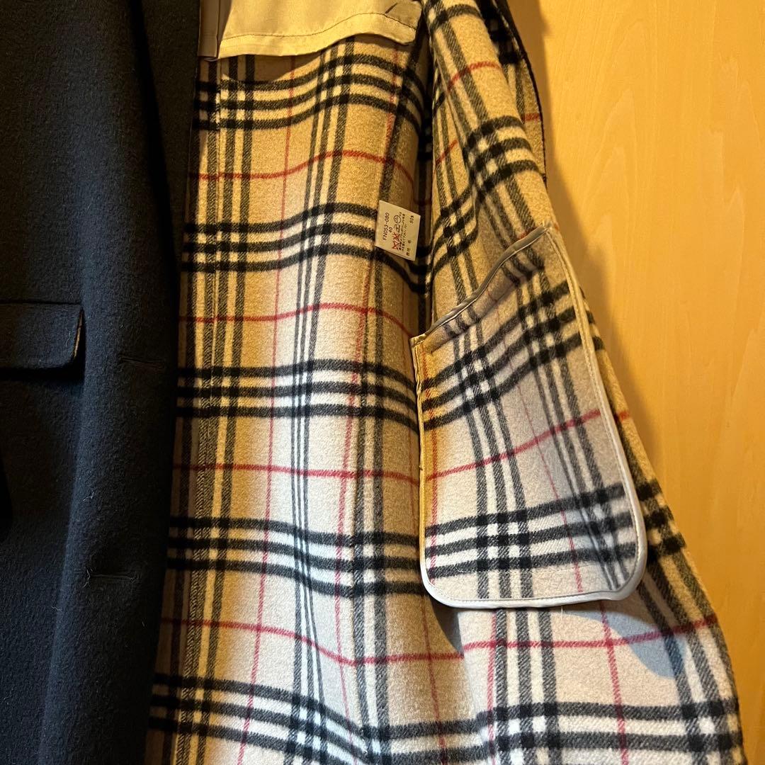 バーバリーロンドン ロングコート ノバチェック カシミヤ 黒　40サイズ