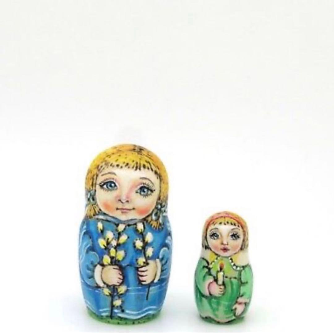 ロシア雑貨☆イースター ウッドバーニング マトリョーシカ(5P)パスハ ミラ作