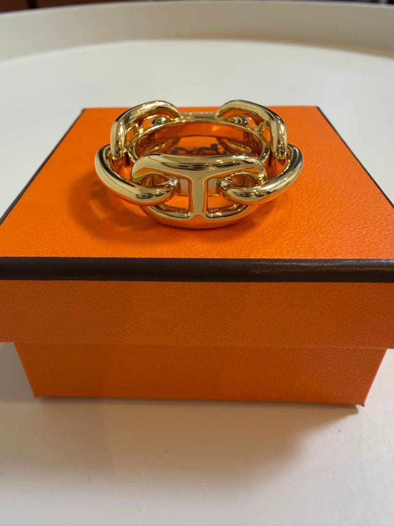 【美品】 HERMES スカーフリング90 ゴールド シェーヌダンクル