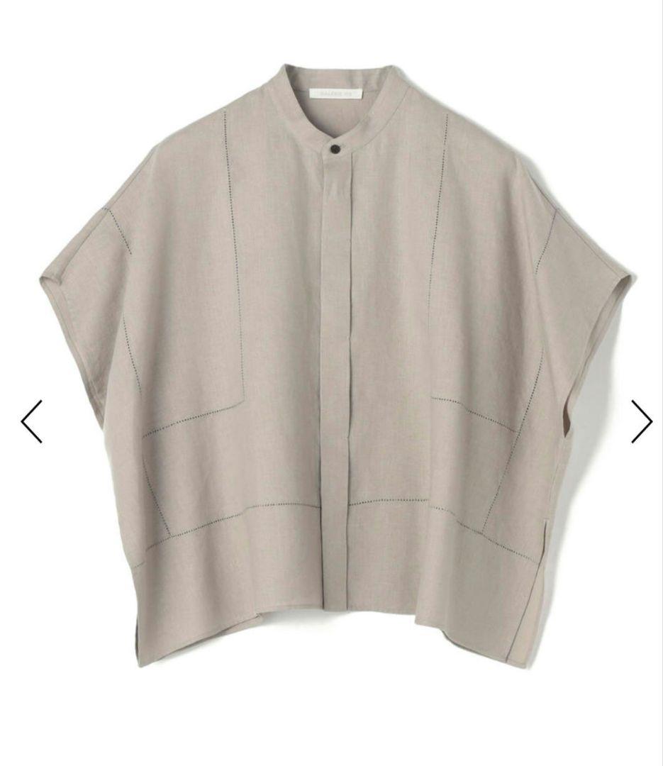 フレンチリネン スタンドカラーシャツ