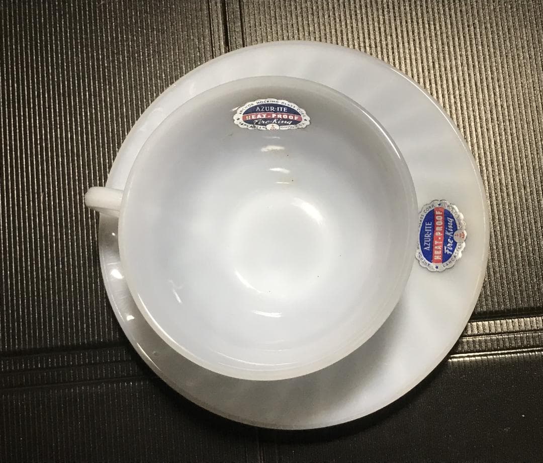 ファイヤーキングスワールアズライト デイナーセット（ラベル付き、ＧＬＡＳＳ刻印）