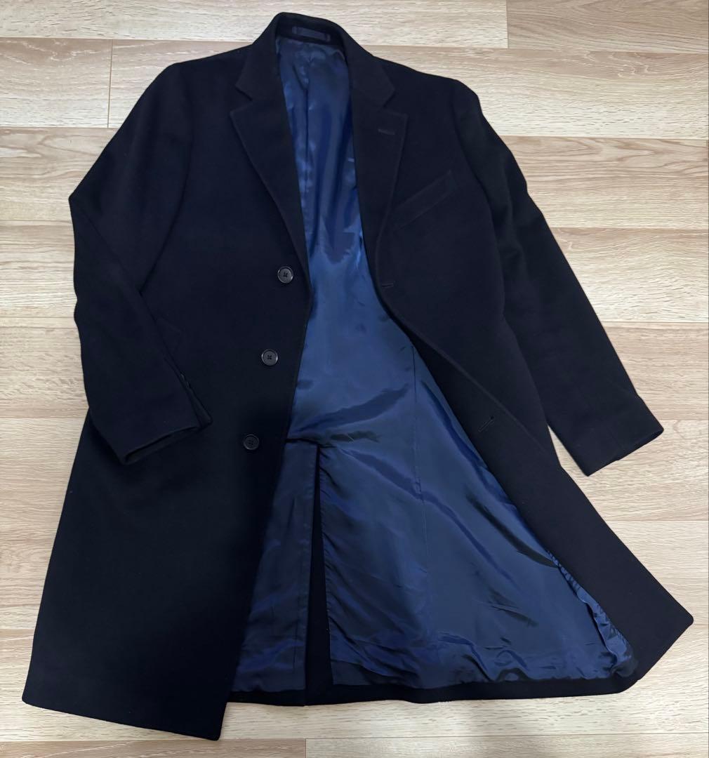 鎌倉シャツ ウールカシミヤチェスターコート ネイビー M