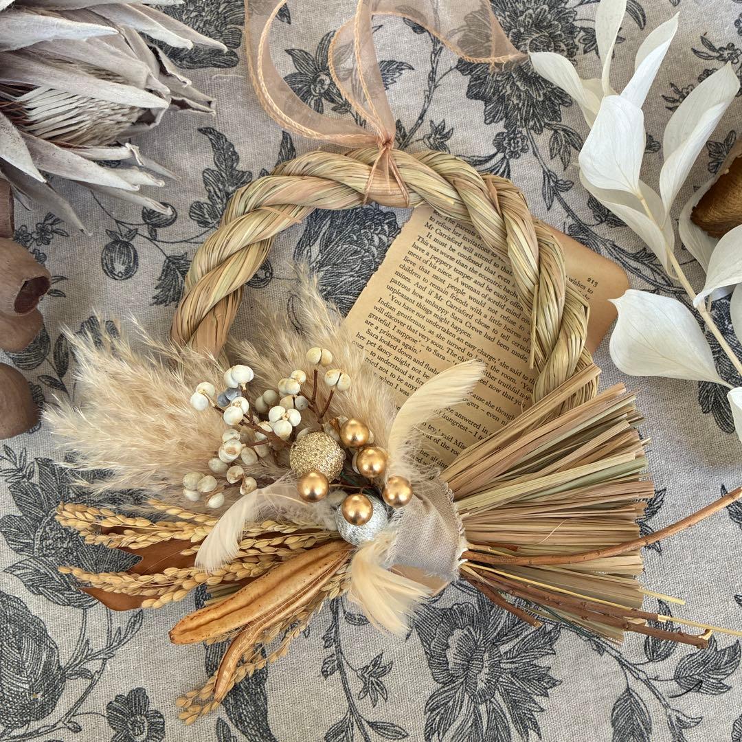 2026 ナチュラル可愛いしめ縄飾り リース大　 4