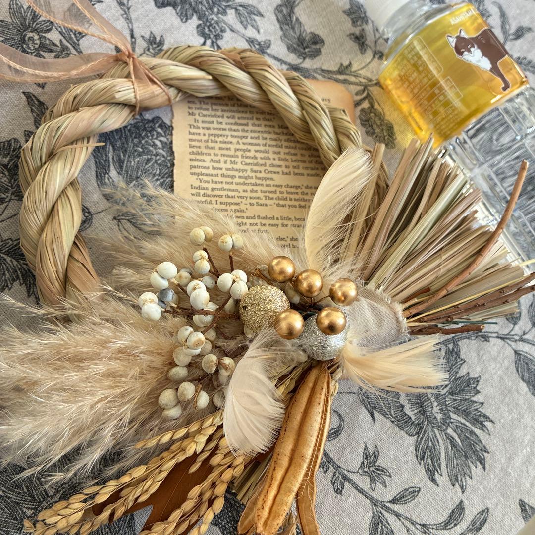 2026 ナチュラル可愛いしめ縄飾り リース大　 4