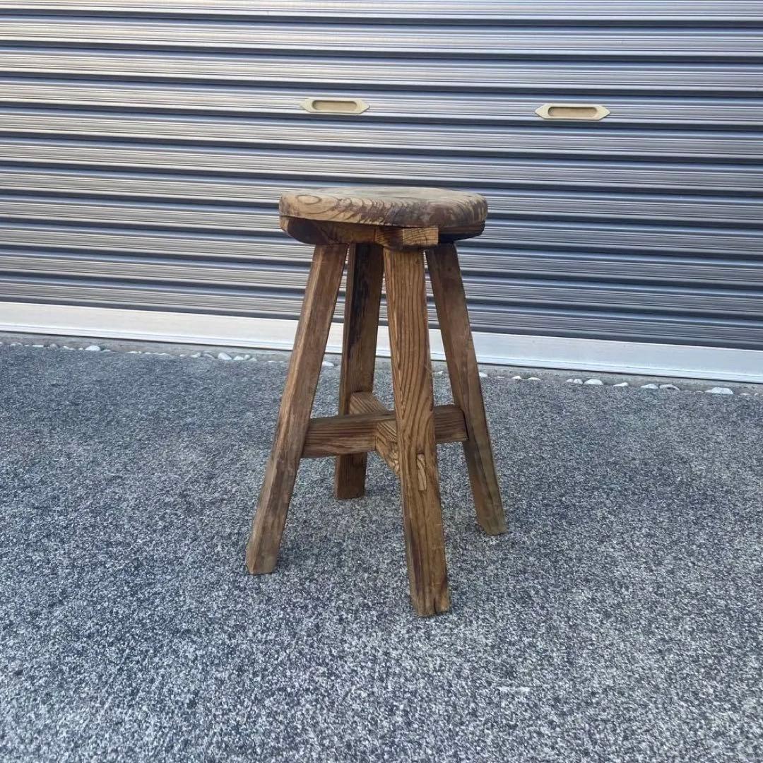 木製椅子　アンティーク　丸椅子　レトロ　スツール