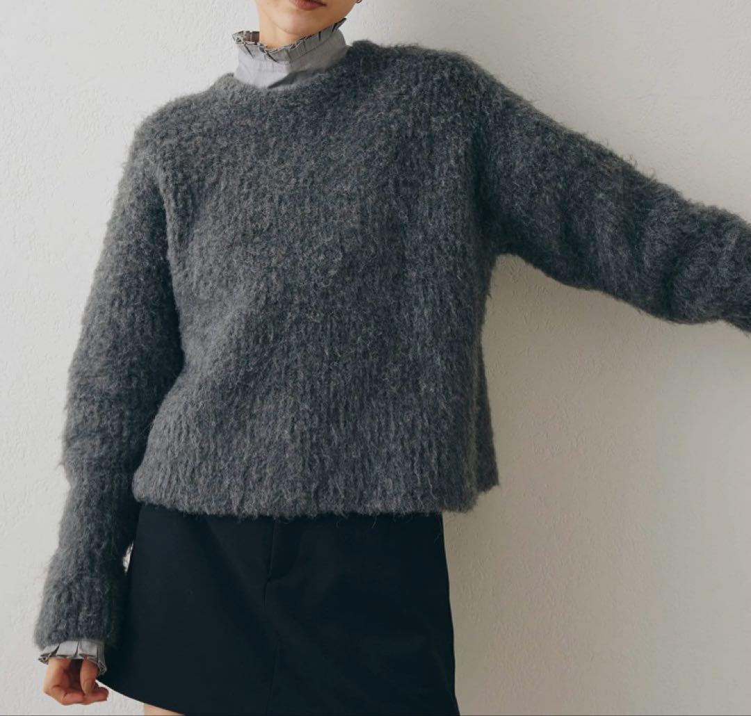 美品　Whim Gazette ミックスヤーンクルーネックニットプルオーバー