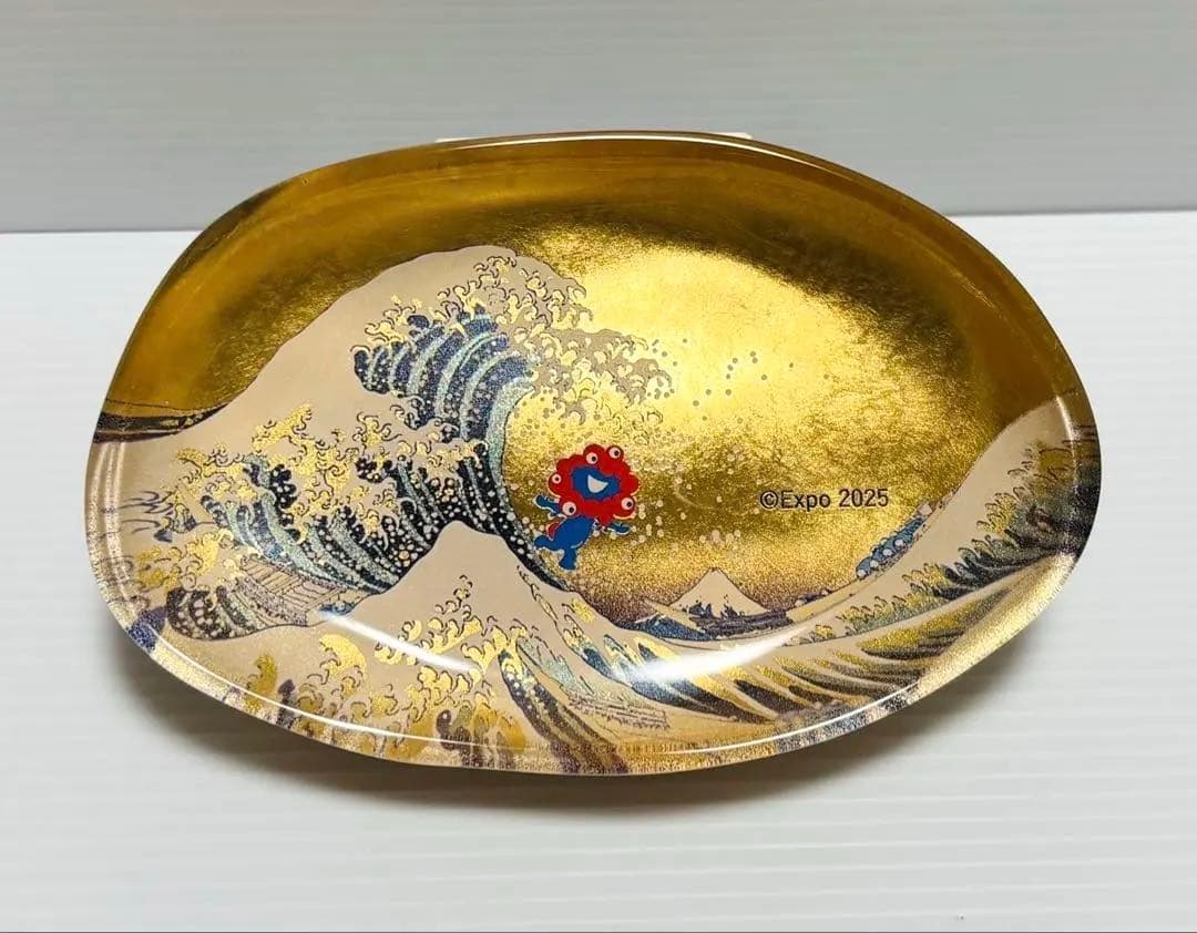 【完売品・新品】大阪万博 ミャクミャク 箔名画 北斎　ガラストレー　神奈川沖浪裏