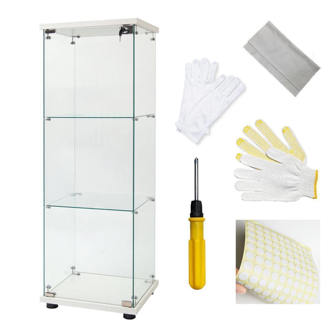 強化ガラスx1815コレクションケース棚フィギュアケース3段 ブラック