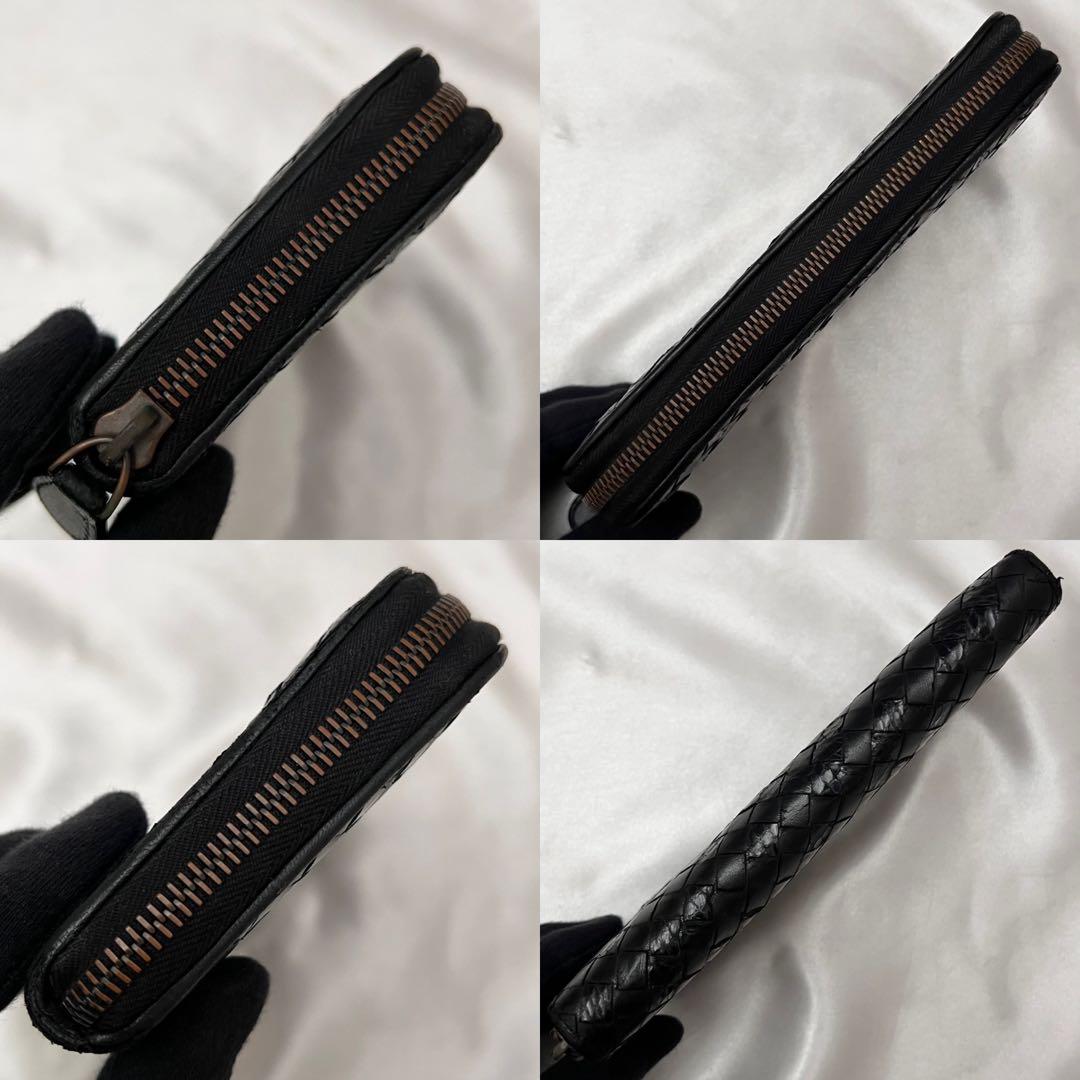 ◇レア美品◇ボッテガヴェネタ　パイソンミックス長財布　ラウンドジップ　ブラック