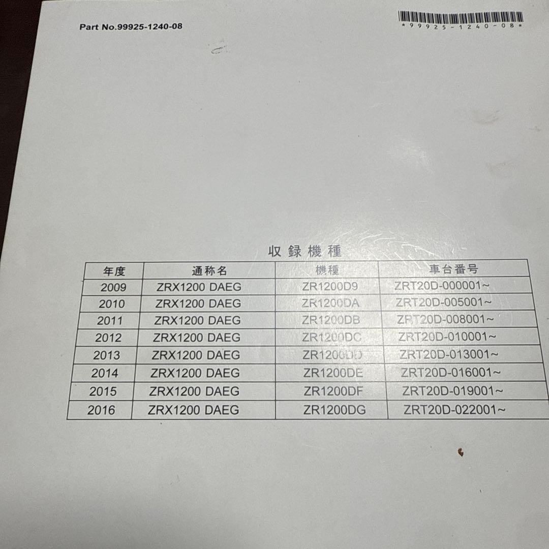 Kawasaki ZRX1200 DAEG サービスマニュアル