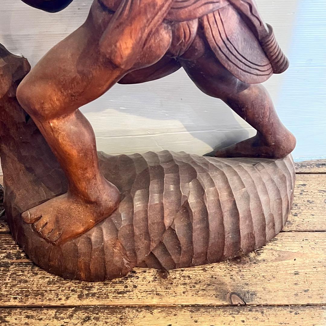 置物 木彫木像 高さ約84.5cm 工芸品 オブジェ インテリア　インディアン