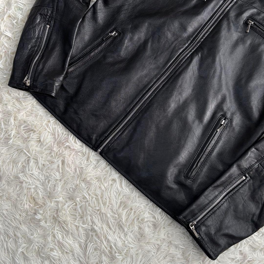 ✨️美品 本革 シングルライダース L 短丈 ブラック レザージャケット メンズ