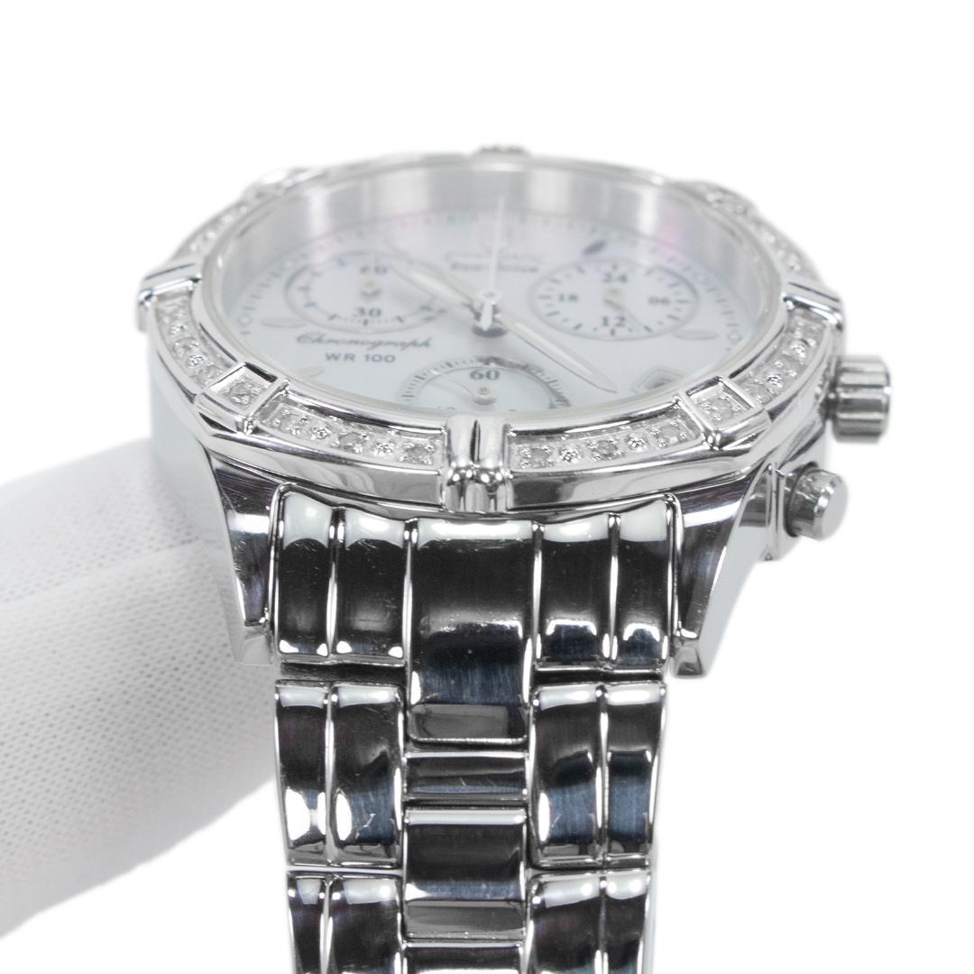 シチズン 腕時計 ソーラー 3針 レディース 白 クロノグラフ シェル盤 ロゴ