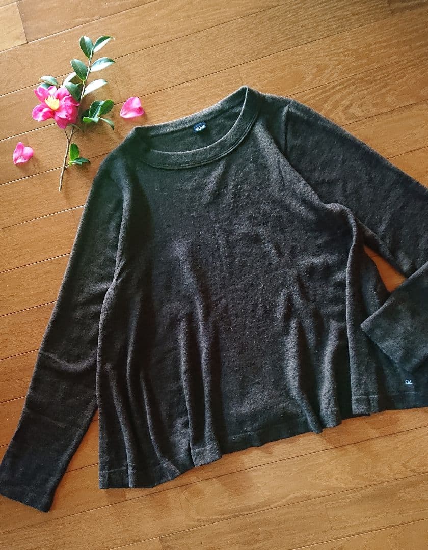 45R☆フロートガーゼのフレアーTプルオーバー/杢ブラウン♪