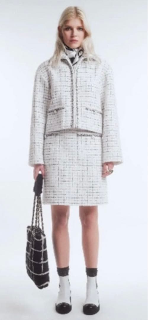 美品　CHANELシャネル　ツイード　2021 チェック　スパンコール　スカート