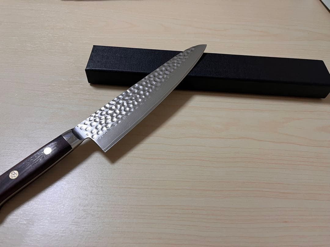 33層ダマスカスV金10号牛刀包丁210mm レッドマリー柄