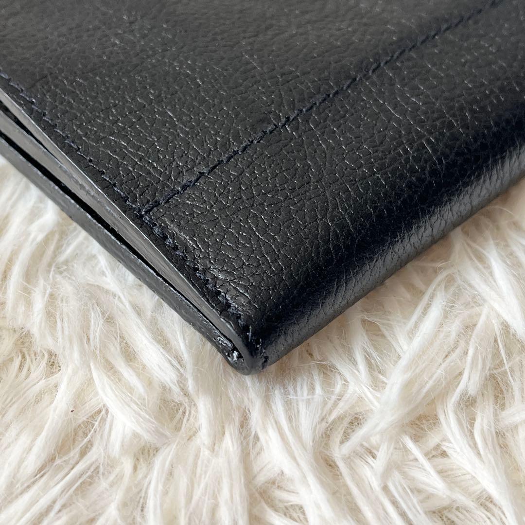 ⭐️新品未使用⭐️　IL BISONTE　がま口　三つ折り財布　ブラック　レザー