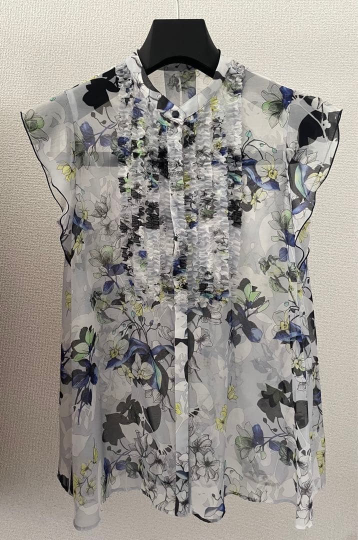 アナイ　bouquet プリント ミニフリルブラウス