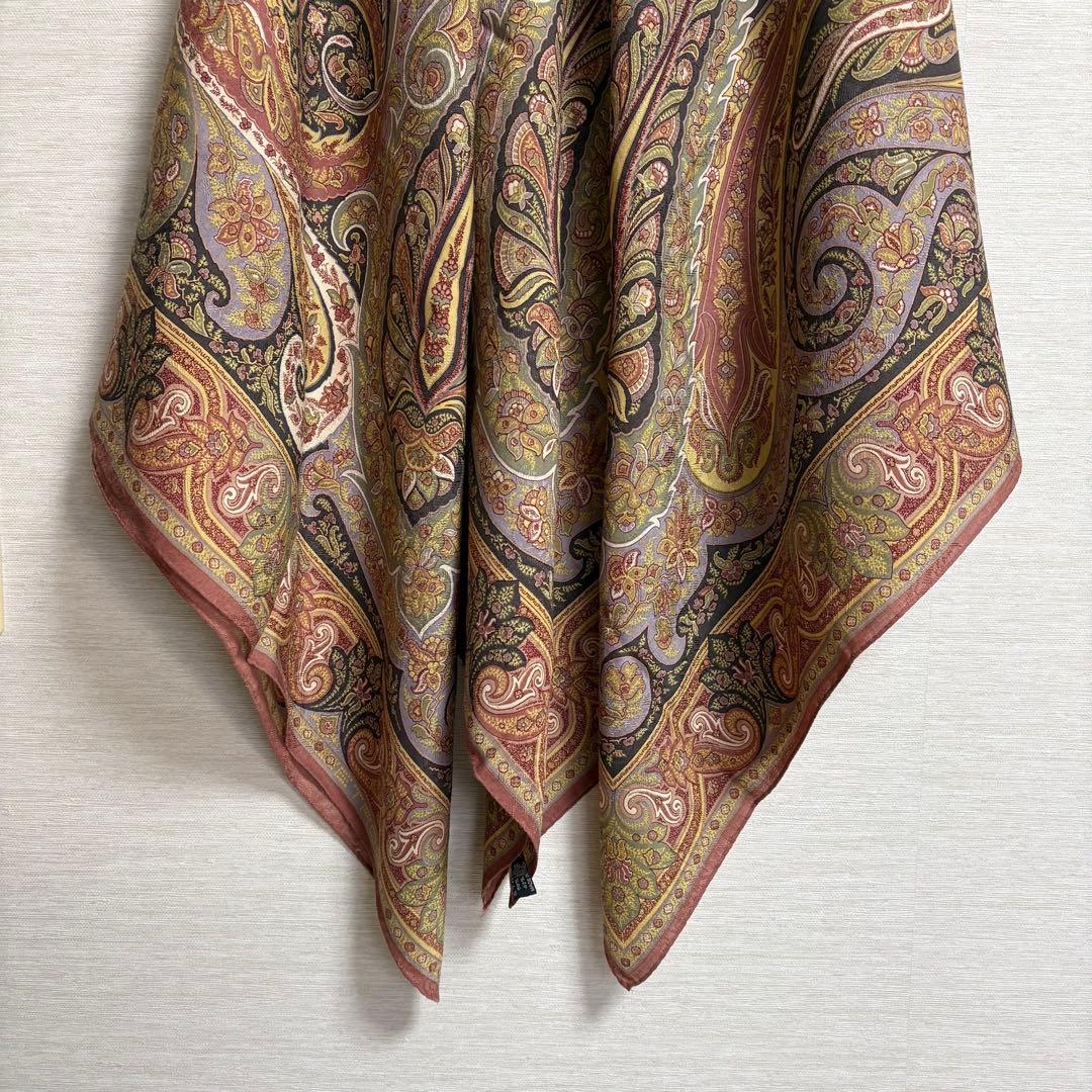 ETRO エトロ 大判 ストール ペイズリー 正方形 シルク ウール