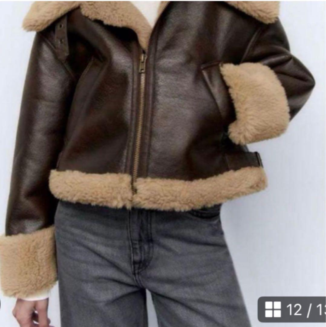完売モデルZARA ザラ　ダブルフェイスショート ボアジャケット XS レザー
