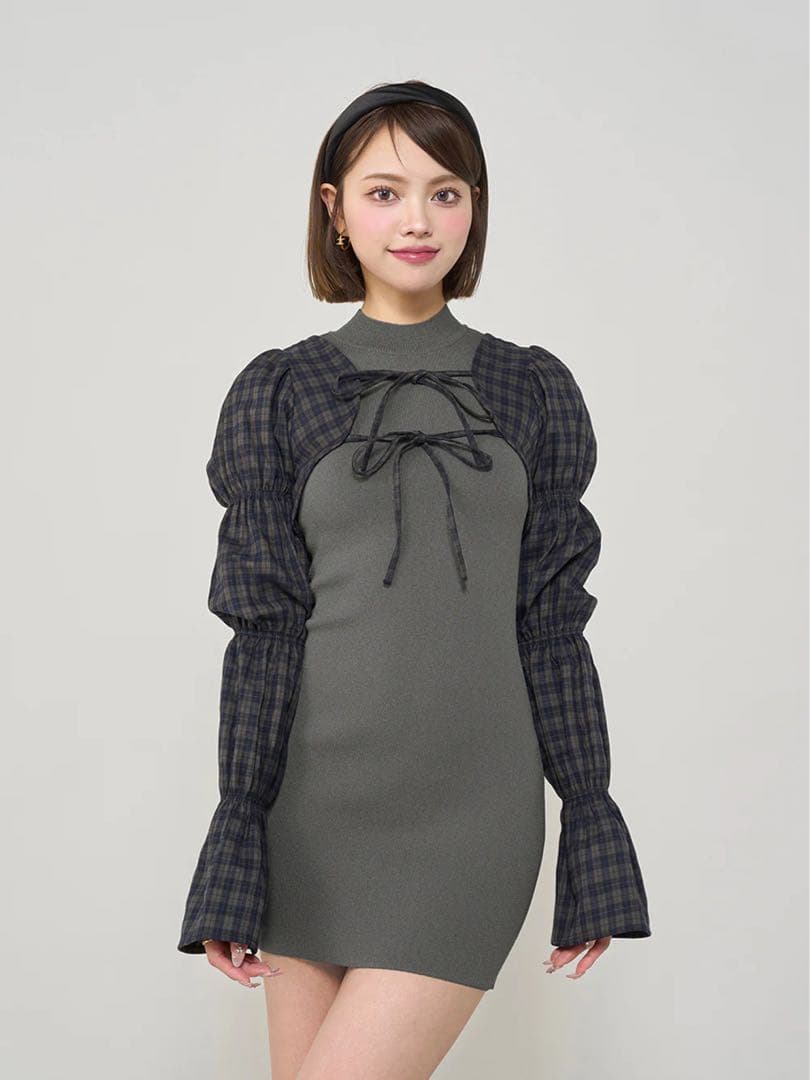 Darich シャーリングボレロミニワンピース グレー