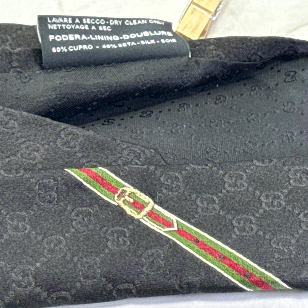 ☆即発 GUCCI ネクタイ GG柄 オールブラック 黒 ジャガード 伊製 美品