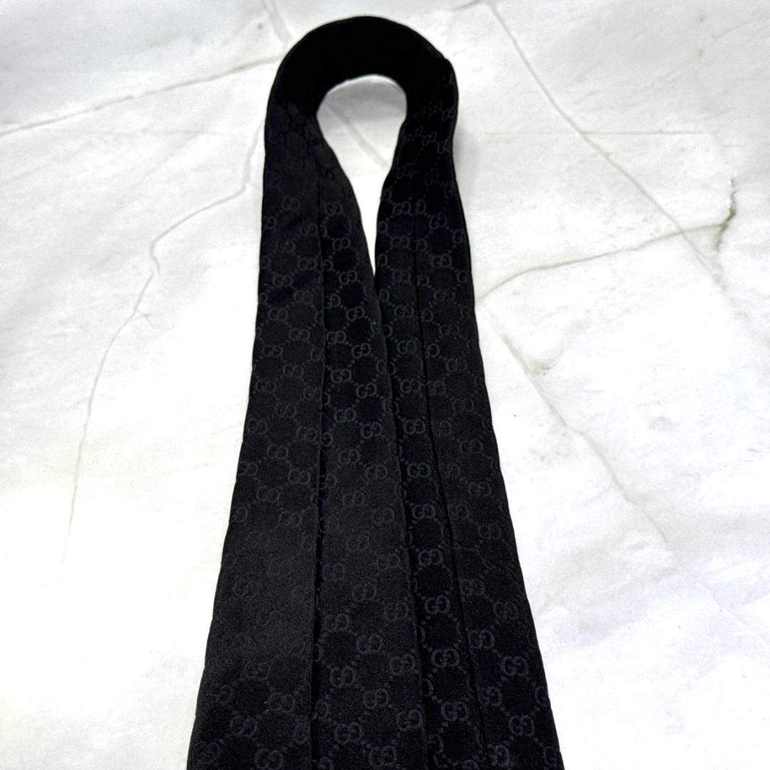 ☆即発 GUCCI ネクタイ GG柄 オールブラック 黒 ジャガード 伊製 美品