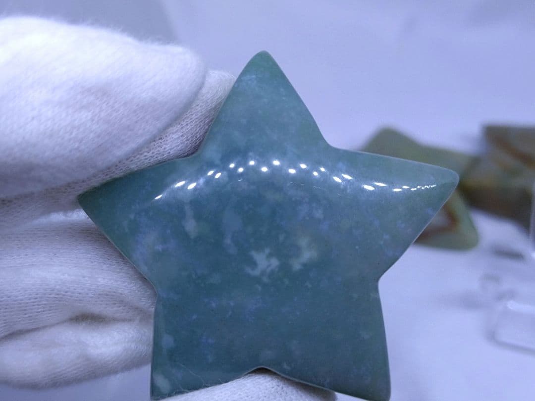 オーシャンジャスパー　星　モスアゲート　三日月　4点セット　癒し　才能　握り石