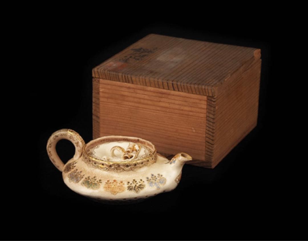 栗田焼　錦光山宗兵衛 錦光山　蓮摘み　急須　煎茶器