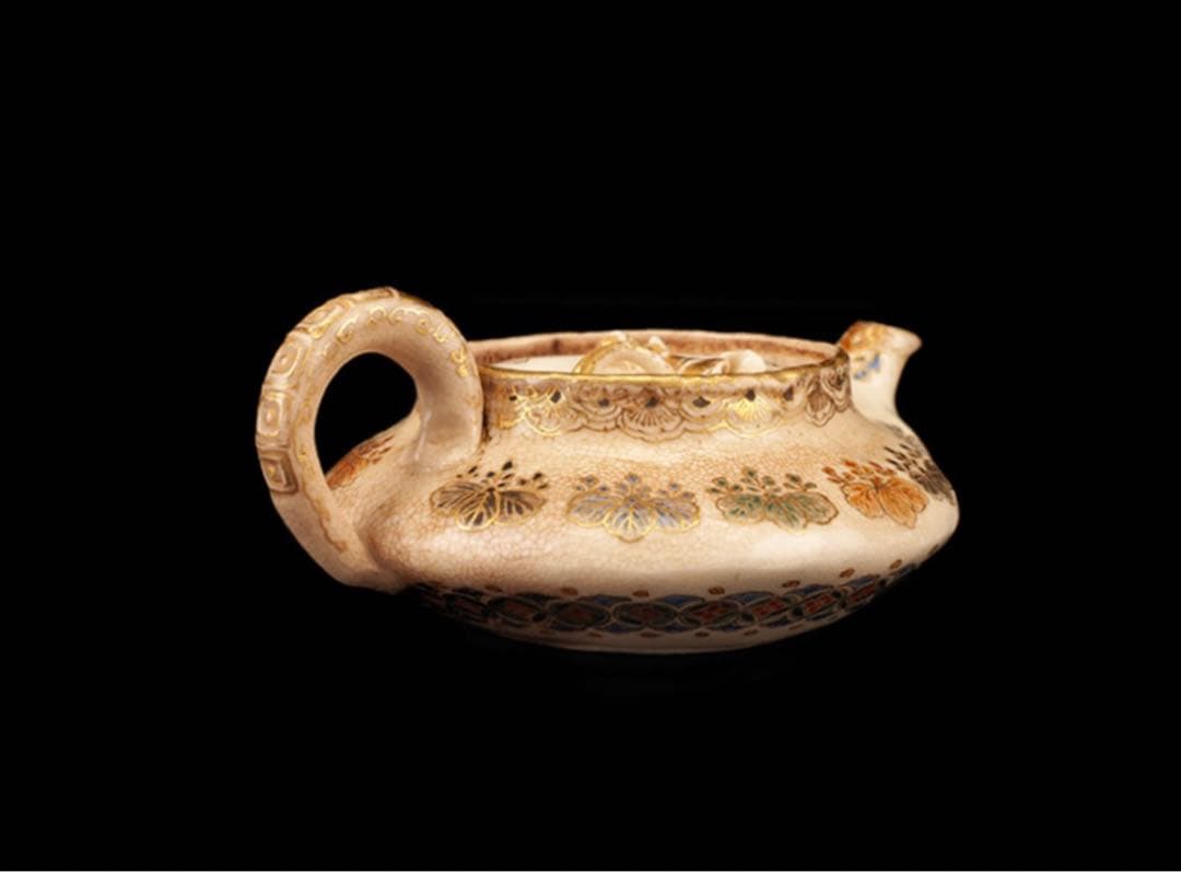 栗田焼　錦光山宗兵衛 錦光山　蓮摘み　急須　煎茶器