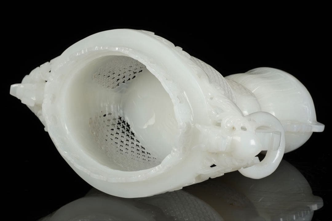 大*発様 中国古玩 白玉石大香炉 龍透彫細密彫刻 高さ36cm 唐物 古美術品