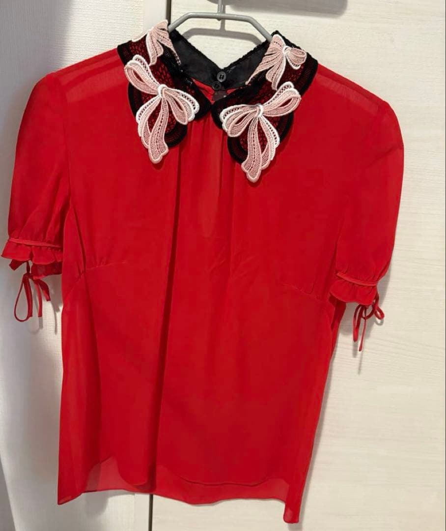 【美品】MIU MIU 半袖シフォンブラウス