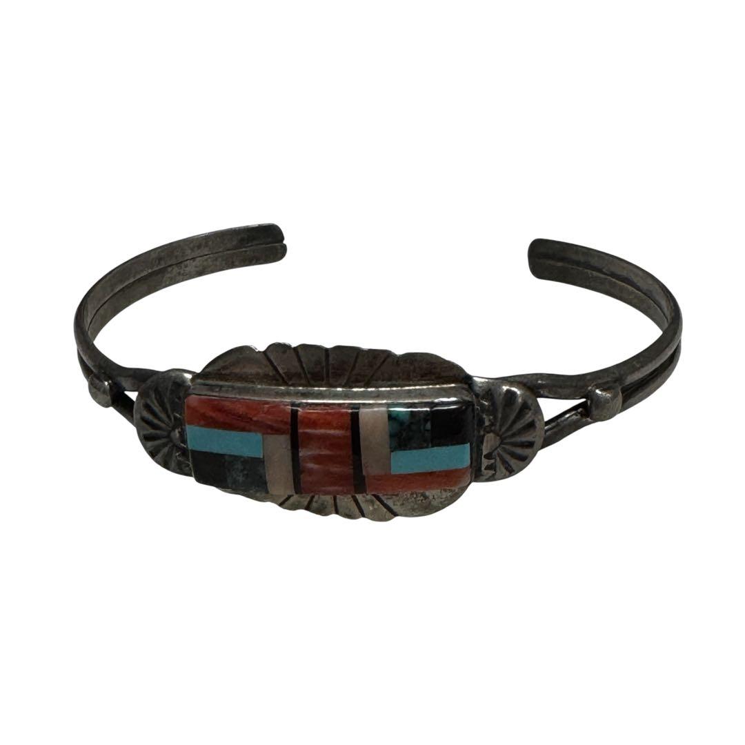 ビンテージ　ズニ族　インディアンジュエリー　スターリングシルバー　バングル