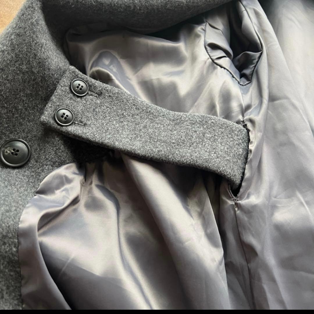 あめ様　北欧暮らしの道具店 アレンジ襟のかろやかチェスターコート グレー