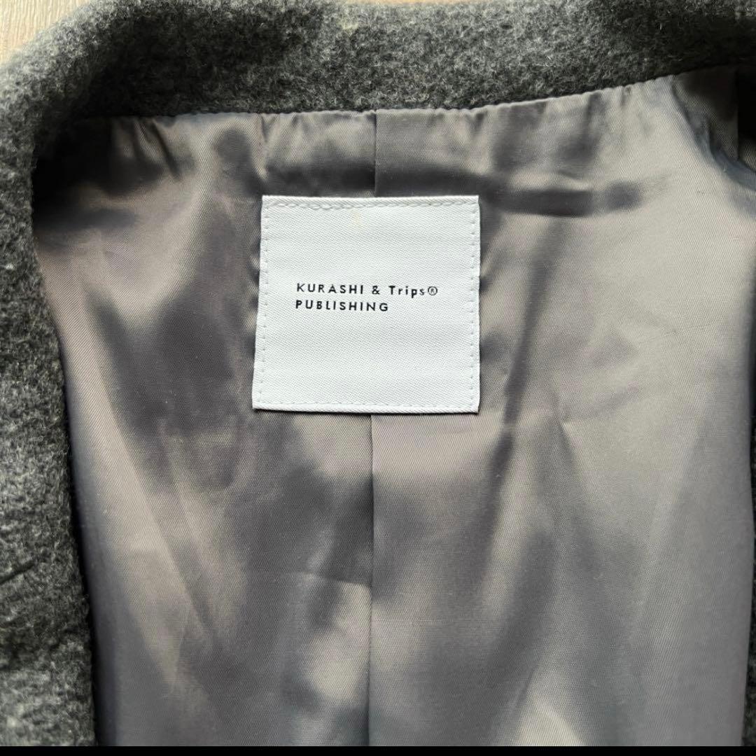 あめ様　北欧暮らしの道具店 アレンジ襟のかろやかチェスターコート グレー