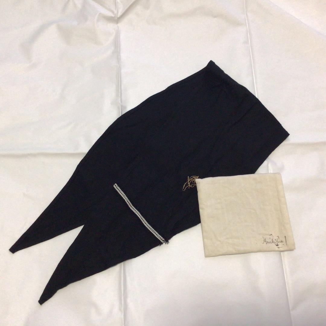 希少品 ほぼ未使用 アラキユウ シルクスカーフ 黒