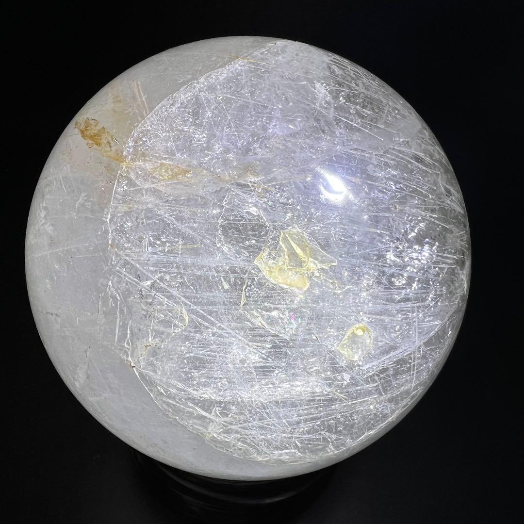 ✳️専用‼️特大 存在際立つ極上丸玉✨虹入り 水晶 丸玉 ルチル 角閃石 天然石