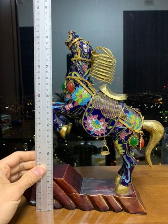 銅七宝 七宝焼 中国骨董 年代不明骨董品　開運馬希少