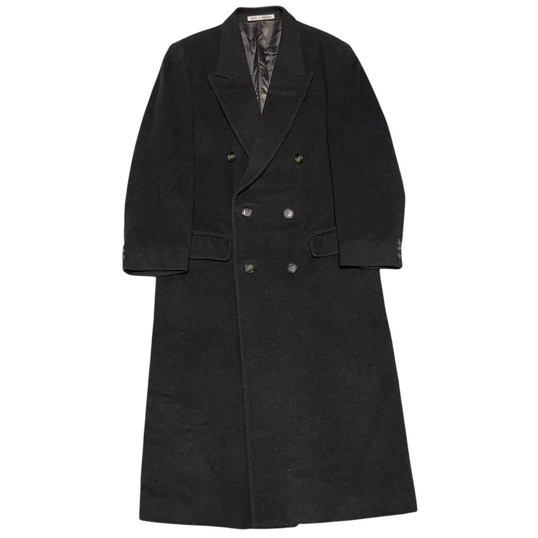 【カシミヤ100%×イングランド製】マキシ丈ダブルチェスターコート チャコールL