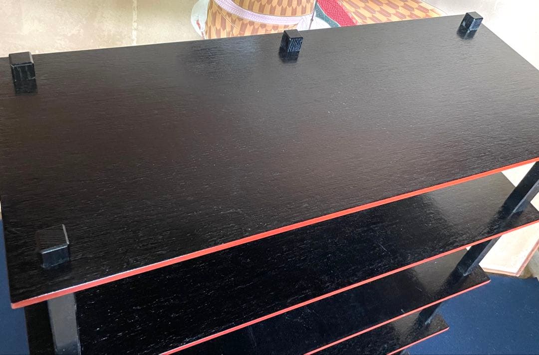 【美品】「母」 水谷棚 配膳棚 五段木製棚 懐石道具 水屋道具 茶道具 （F1）