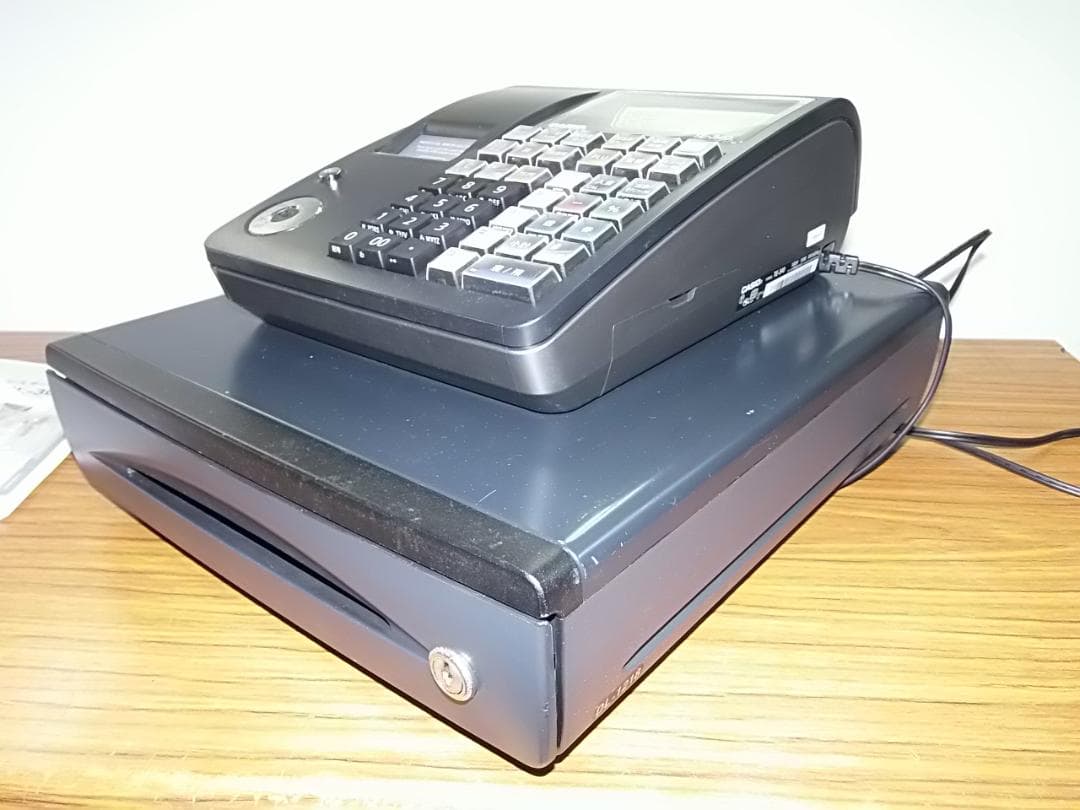 人気の黒1222設定無料カシオTE-340かなめくり機能インボイス対応レジスター