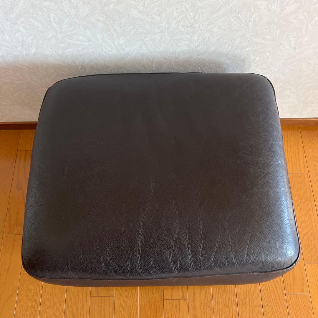 IDC 大塚家具 オットマン スツール 本革 レザー ブラウン 美品