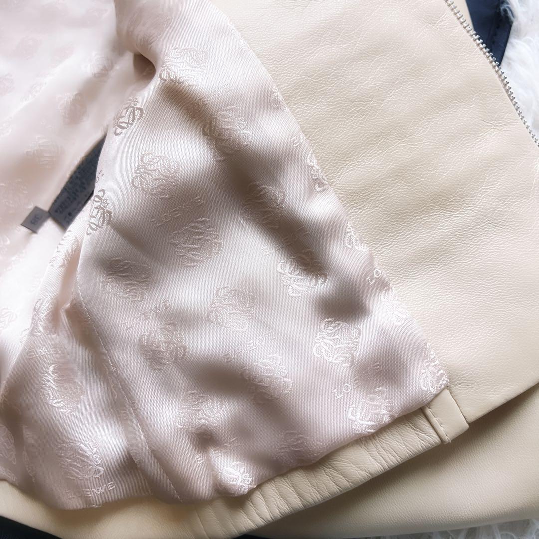 極美品　LOEWEロエベ レザー本革　ジャケット ノーカラー　ベージュ　ブルゾン