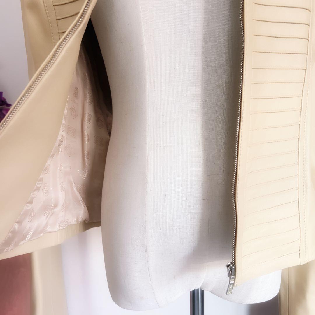 極美品　LOEWEロエベ レザー本革　ジャケット ノーカラー　ベージュ　ブルゾン