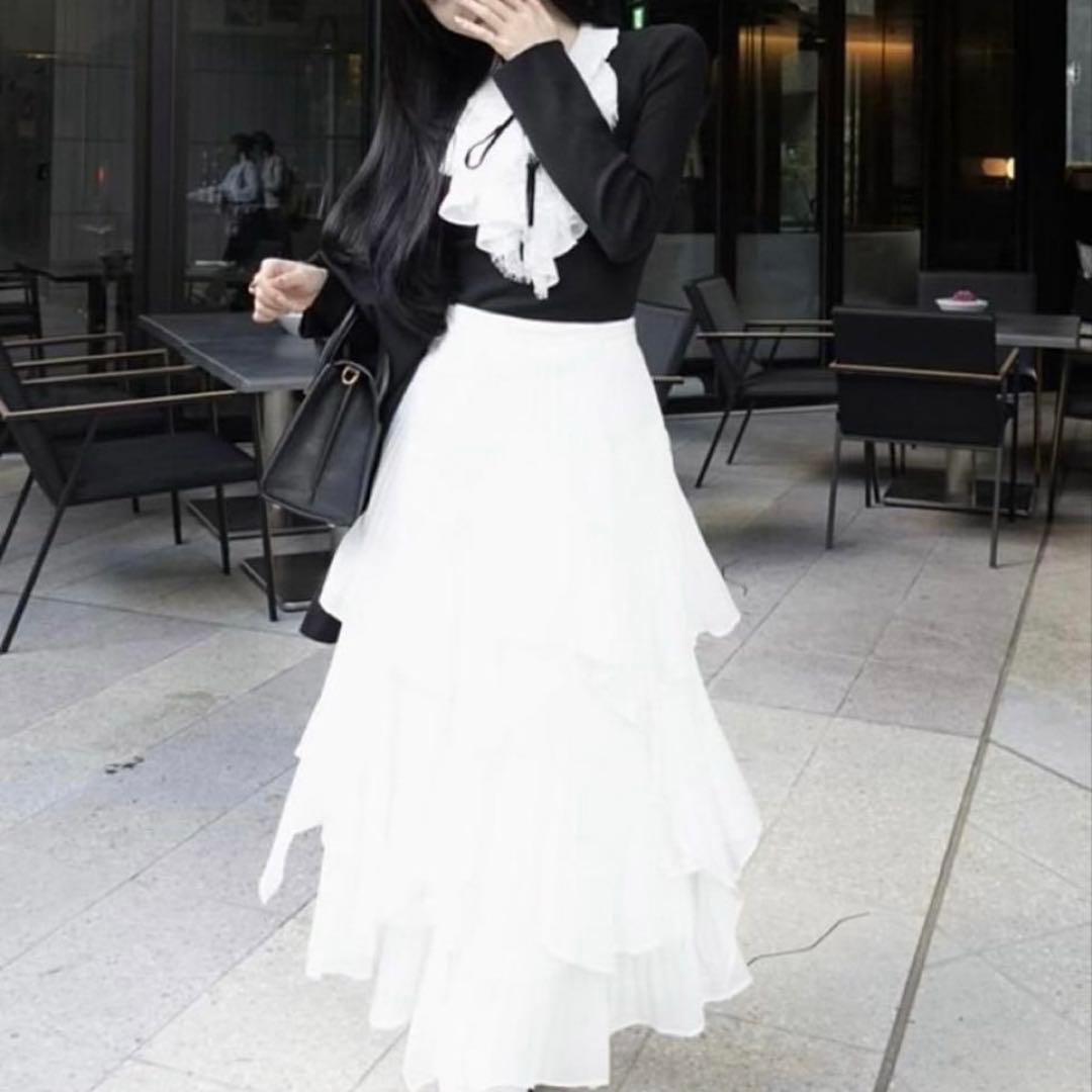 SNIDEL Sustainable レイヤード ラッフルニットプルオーバー