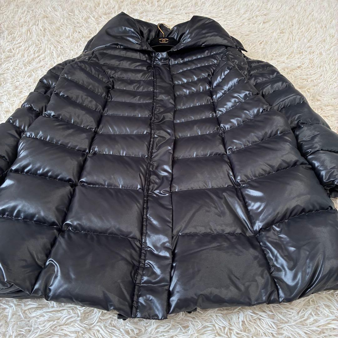 美品 INDIVI ダウンコート ビッグカラー ブラック 大きいサイズ 44