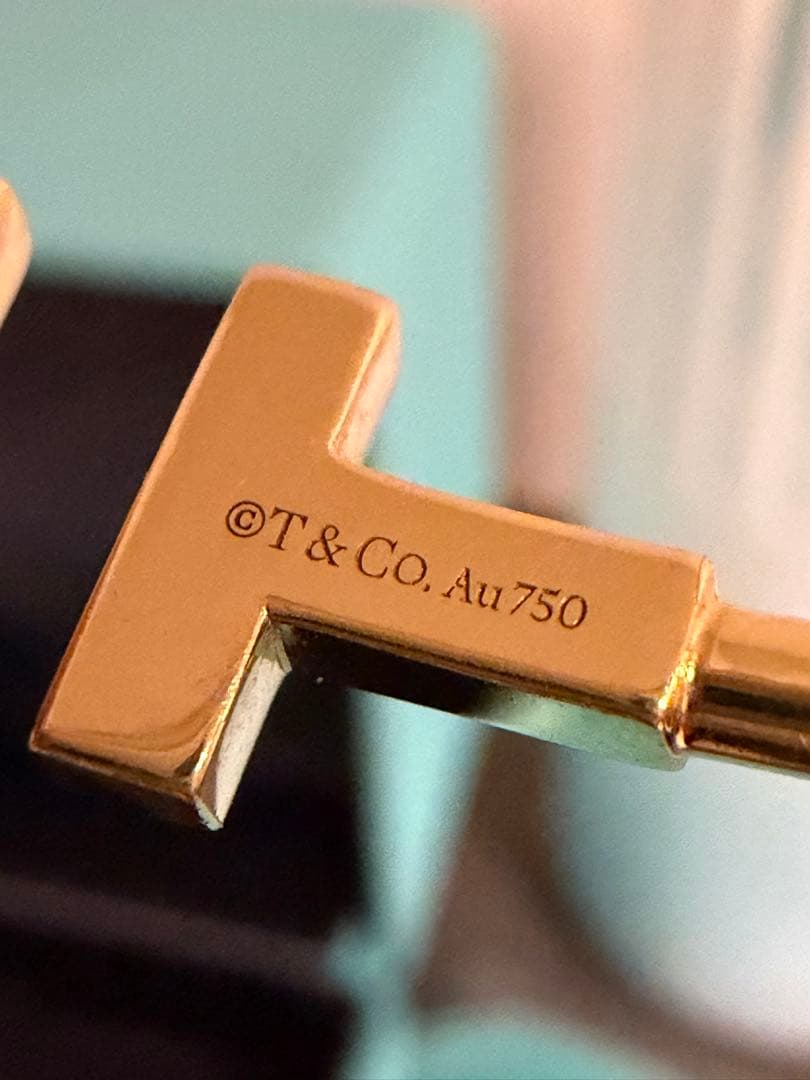 美品Tiffany TワイヤーブレスレットイエローゴールドM