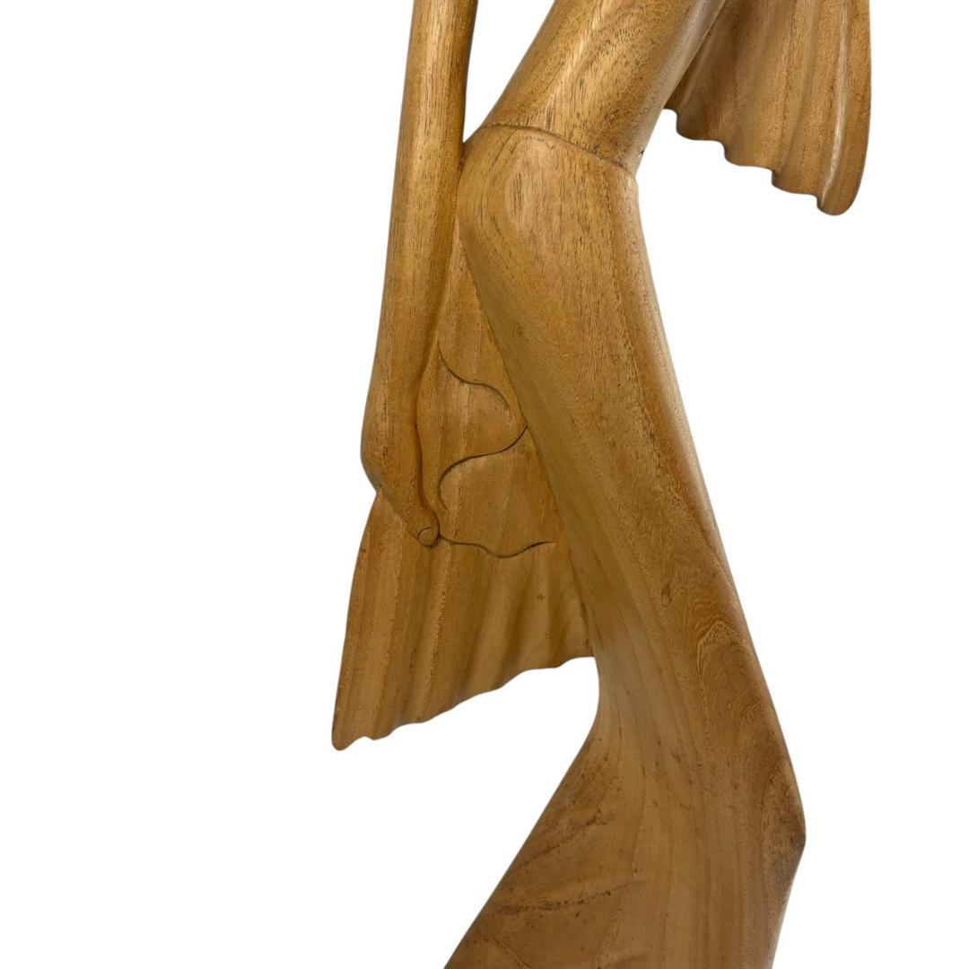 高さ153㎝　木彫り　木像　女性像　人魚　アンティーク　オブジェ　バリ調