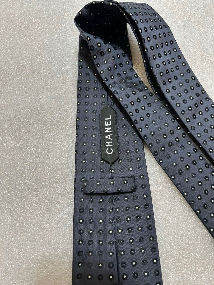 美品✨CHANEL シャネル ブランドネクタイ ココマーク ドット 小紋柄